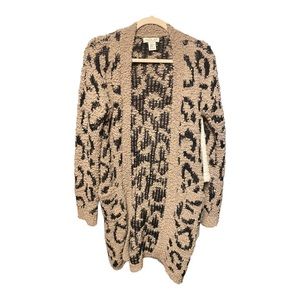 Super soft Rachel Zoe Leopard Print Mid Length Sweater Cardigan Size XS